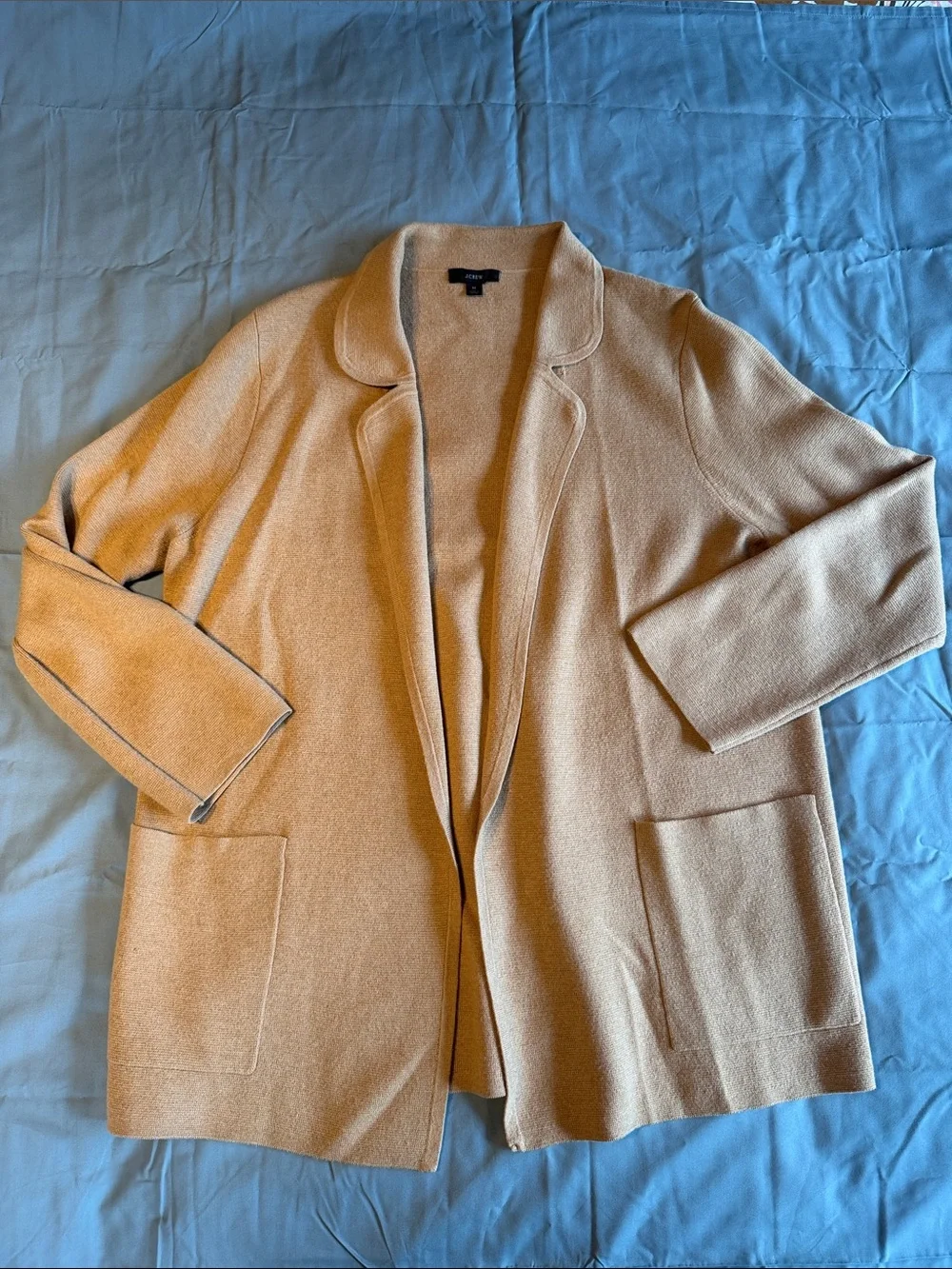 J Crew Classic Camel Open-Front Women's Coatigan